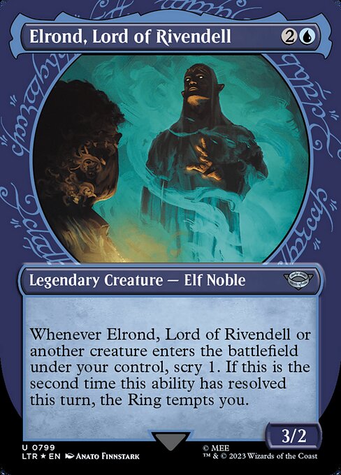 MTG Elrond, Lord of Rivendell LTR 799 Borderless Surge Foil