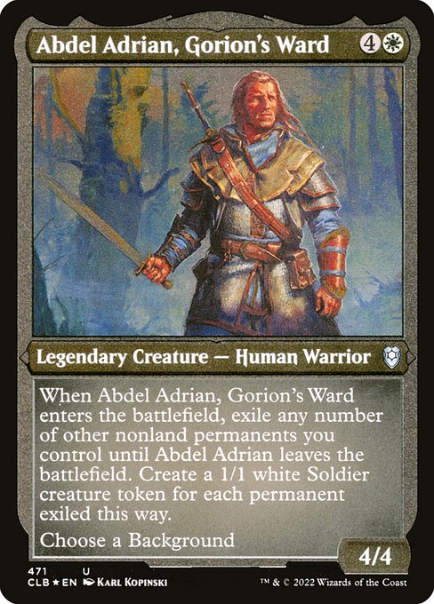 MTG Abdel Adrian, Gorion's Ward CLB 471 Foil Etched Frame Etched