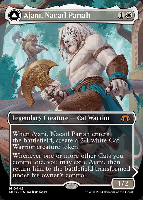 MTG Ajani, Nacatl Pariah // Ajani, Nacatl Avenger MH3 442 Borderless DFC Planeswalker Foil