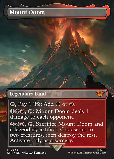 MTG Mount Doom LTR 343 Borderless Landmark Foil
