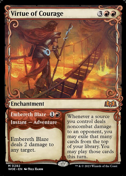 MTG Virtue of Courage // Embereth Blaze WOE 282 Showcase Adventure Nonfoil