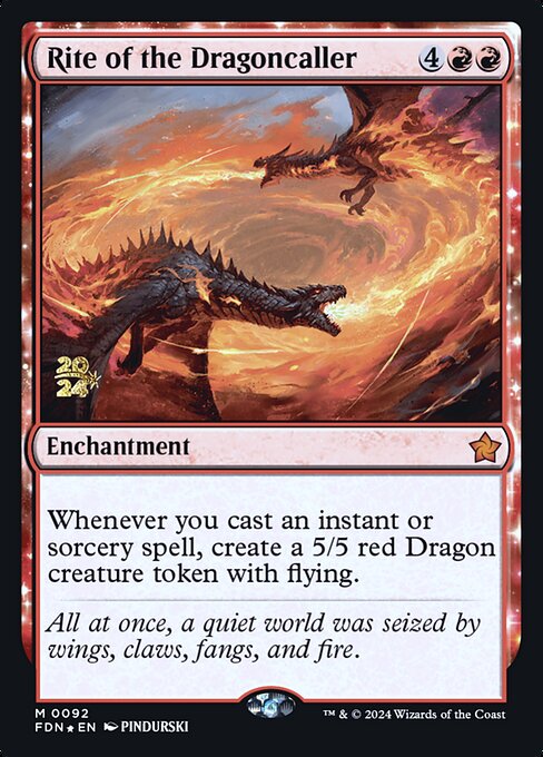 MTG Rite of the Dragoncaller PFDN 092s Prerelease Foil