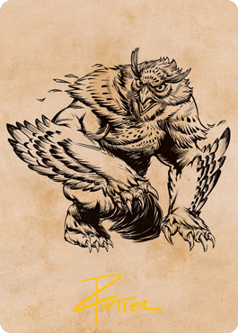 MTG Owlbear AAFR 076 Art Card Gold Stamped Signature