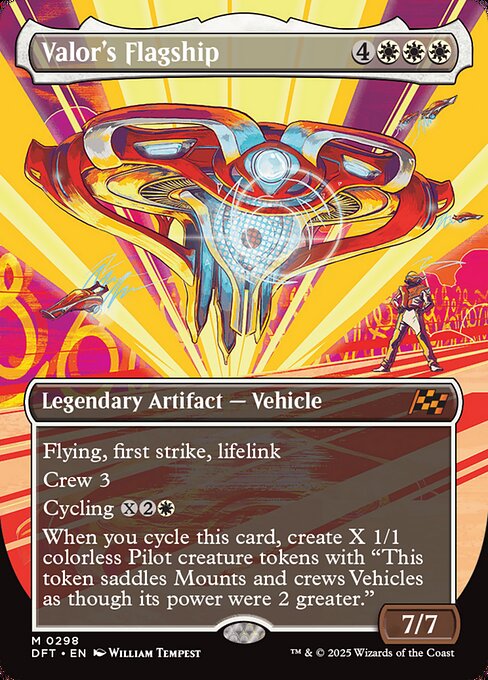 MTG Valor's Flagship DFT 298 Borderless Revved Up Nonfoil