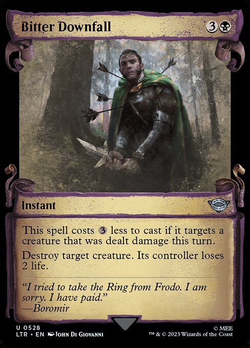 MTG Bitter Downfall LTR 528 Showcase Scrolls of Middle-earth Silver Foil