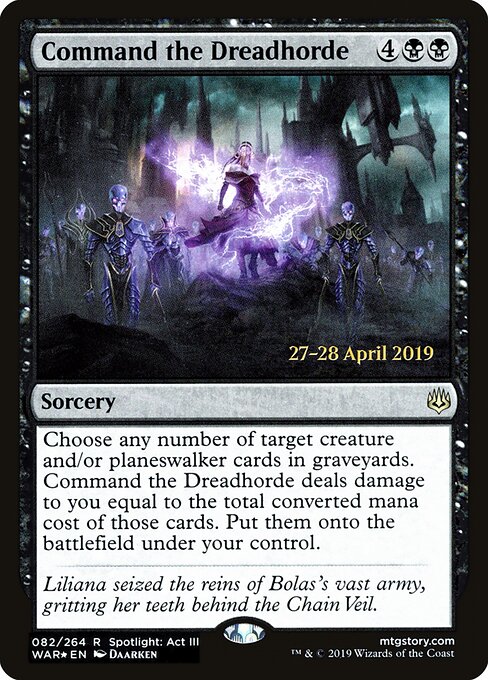 MTG Command the Dreadhorde PWAR 082S Prerelease Promo Foil front