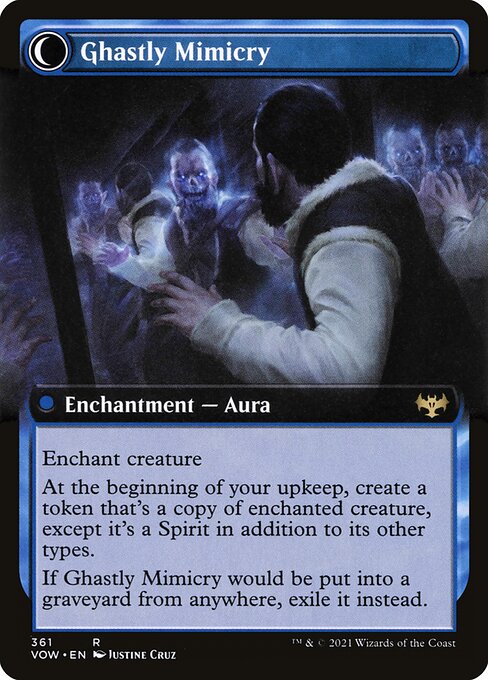 MTG Mirrorhall Mimic // Ghastly Mimicry VOW 361 Extended Art Nonfoil reverse