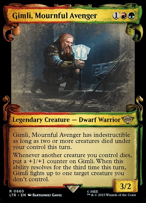MTG Gimli, Mournful Avenger LTR 660 Showcase Scrolls of Middle-earth Silver Foil