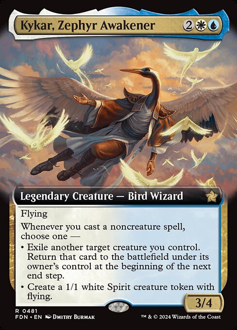 MTG Kykar, Zephyr Awakener FDN 481 Extended Art Nonfoil
