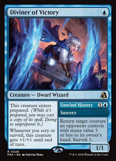 MTG Diviner of Victory // Unwind History PFRA 028P Promo Pack Nonfoil front