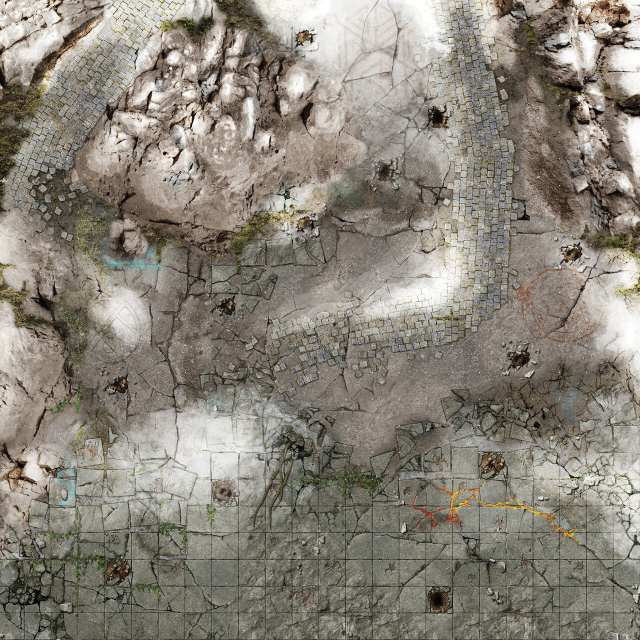 Frosty Crags Gaming Mat 2x2 - Grid