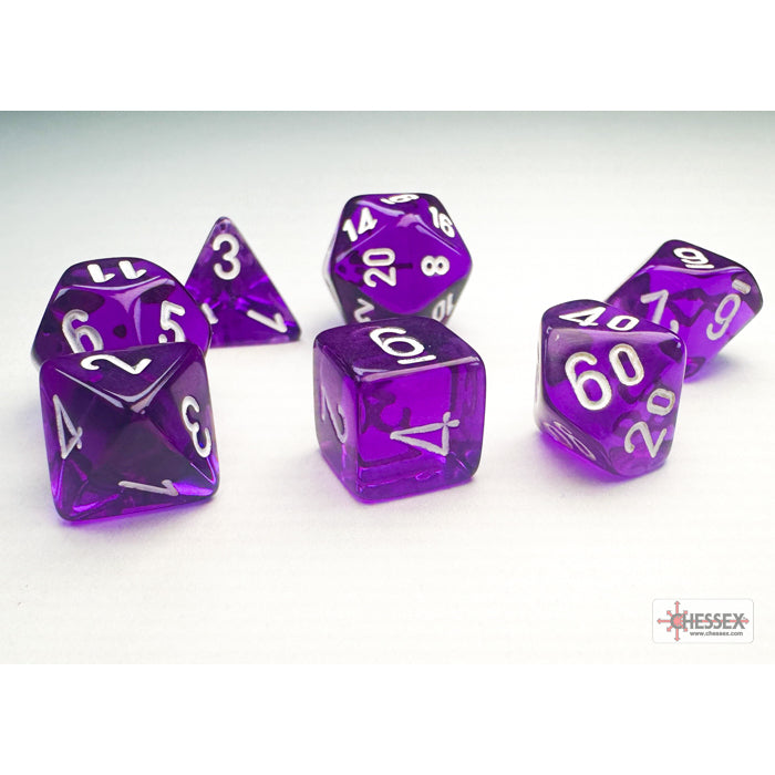 Translucent Mini-hedral Purple/white 7-Die Set