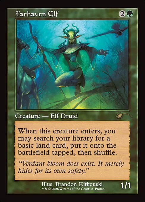 MTG Farhaven Elf PW26 002 Retro Frame WPN Promo Foil