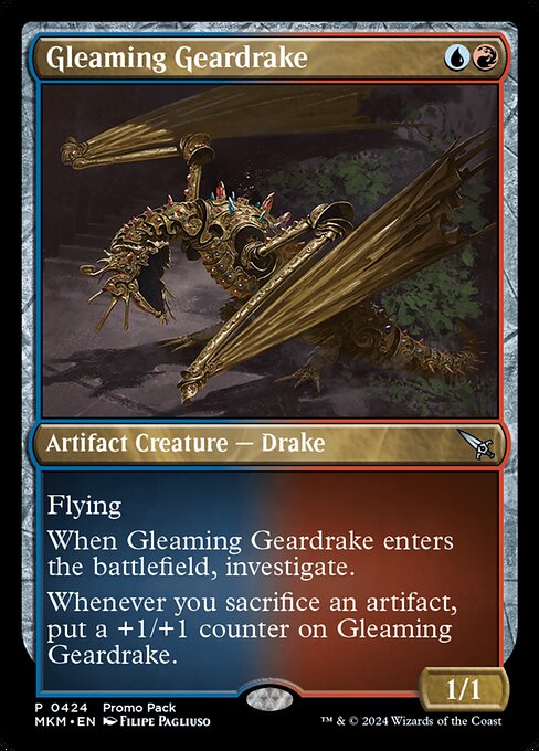 MTG Gleaming Geardrake MKM 424 Promo Pack Foil