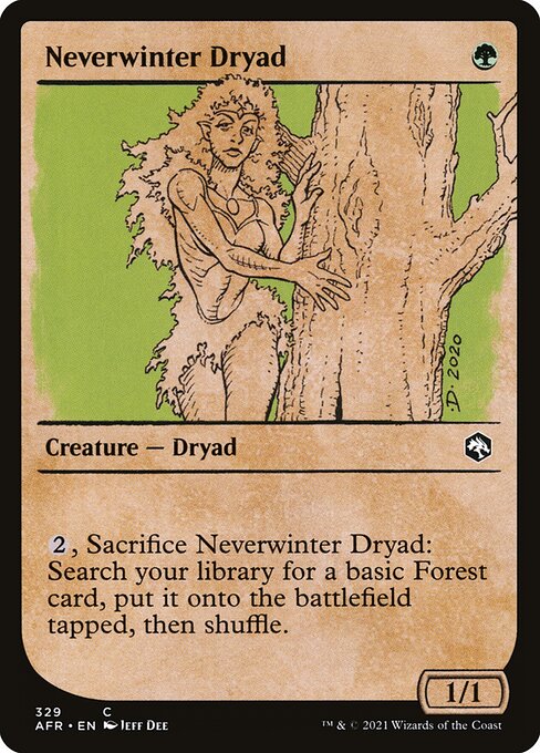 MTG Neverwinter Dryad AFR 329 Rulebook Showcase Nonfoil