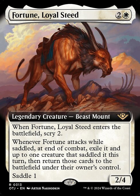 MTG Fortune, Loyal Steed OTJ 313 Extended Art Foil