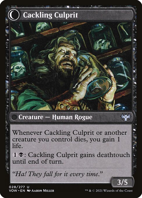 MTG Panicked Bystander // Cackling Culprit VOW 028 Standard Nonfoil reverse