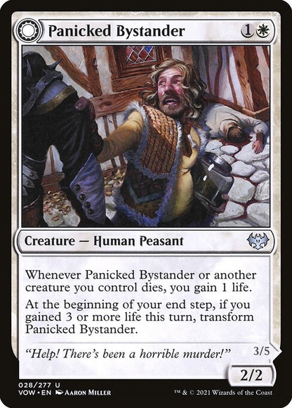 MTG Panicked Bystander // Cackling Culprit VOW 028 Standard Nonfoil front