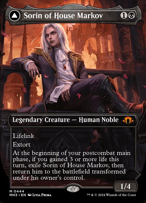 MTG Sorin of House Markov // Sorin, Ravenous Neonate MH3 444 Borderless DFC Planeswalker Nonfoil