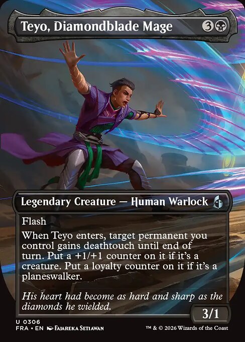 MTG Teyo, Diamondblade Mage FRA 306 Borderless Echoed Pairs Foil front