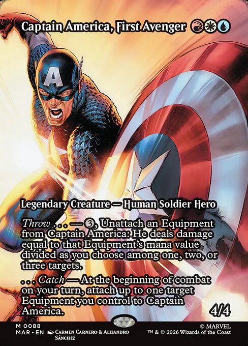 MTG Captain America, First Avenger MAR 088 Borderless Source Material Foil