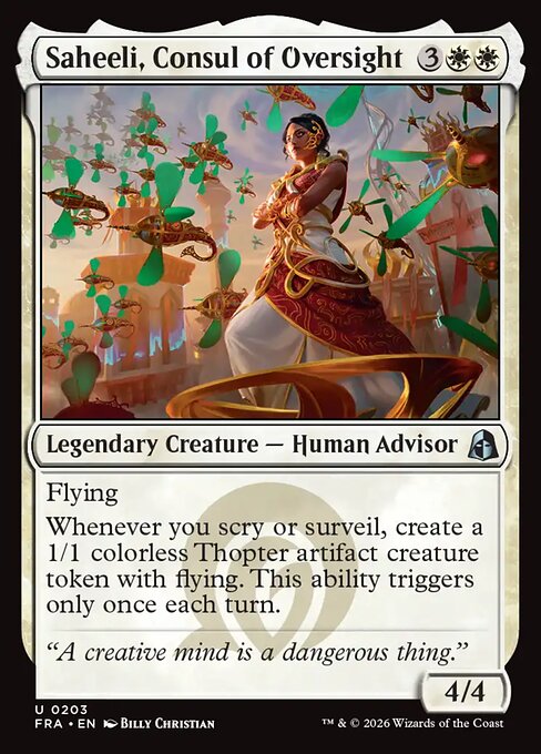 MTG Saheeli, Consul of Oversight FRA 203 Standard Nonfoil front