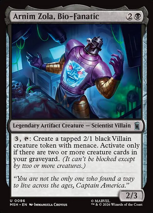 MTG Arnim Zola, Bio-Fanatic MSH 086 Regular Nonfoil
