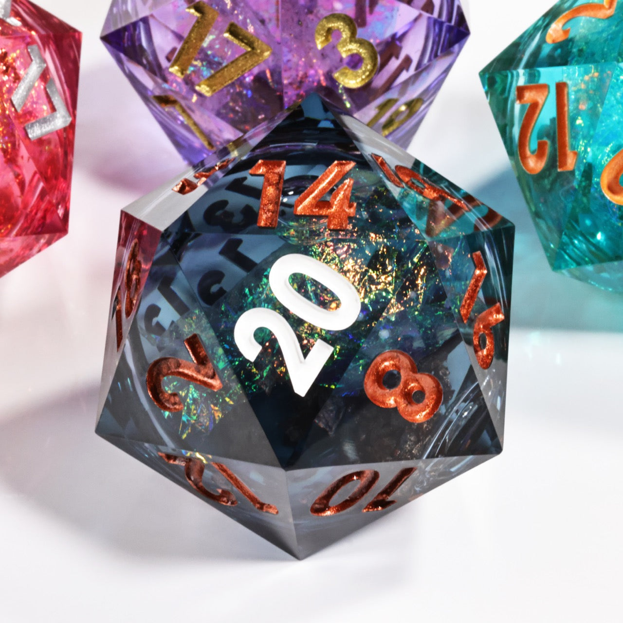 Sharp Edge Dice 50mm-D20 Liquid Core - Black Glitter