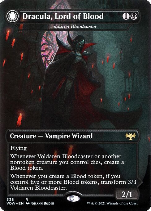 MTG Voldaren Bloodcaster // Bloodbat Summoner VOW 338 Dracula Series Foil front