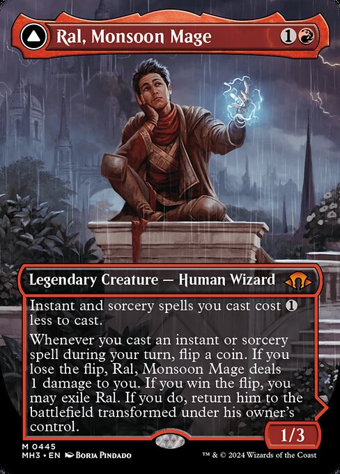 MTG Ral, Monsoon Mage // Ral, Leyline Prodigy MH3 445 Borderless DFC Planeswalker Foil