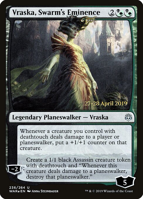 MTG Vraska, Swarm's Eminence PWAR 236S Prerelease Promo Foil front