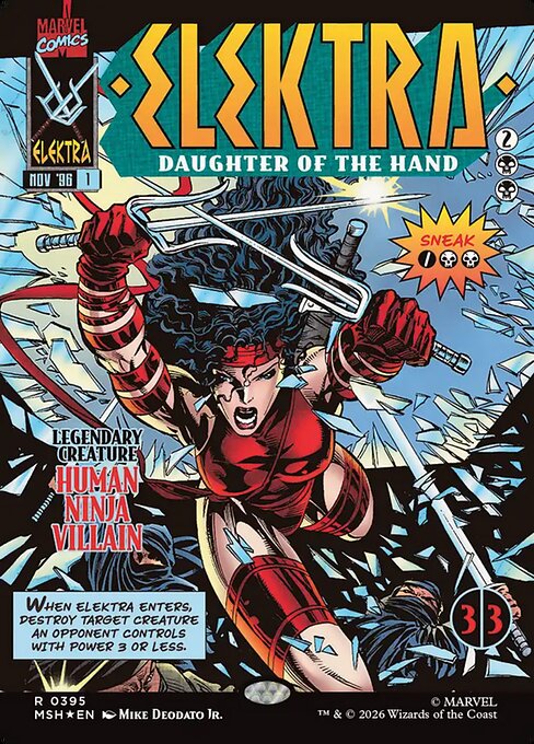 MTG Elektra, Daughter of the Hand MSH 395 Borderless Classic Comic Foil
