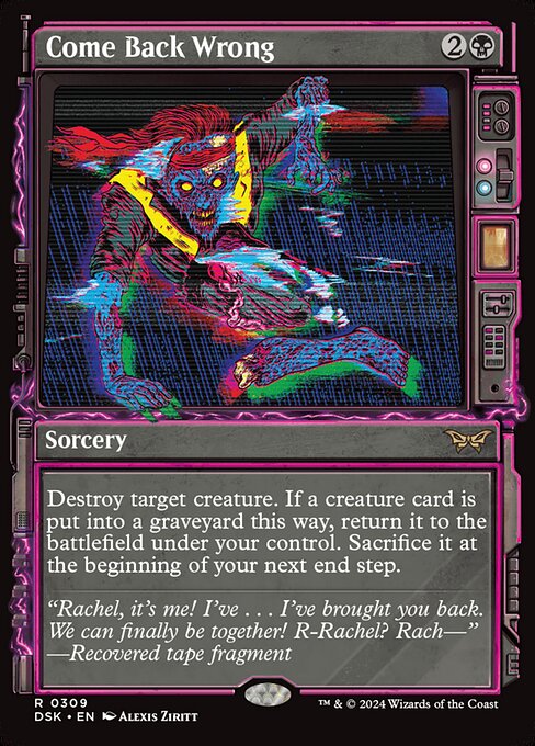 MTG Come Back Wrong DSK 309 Paranormal Frame Nonfoil