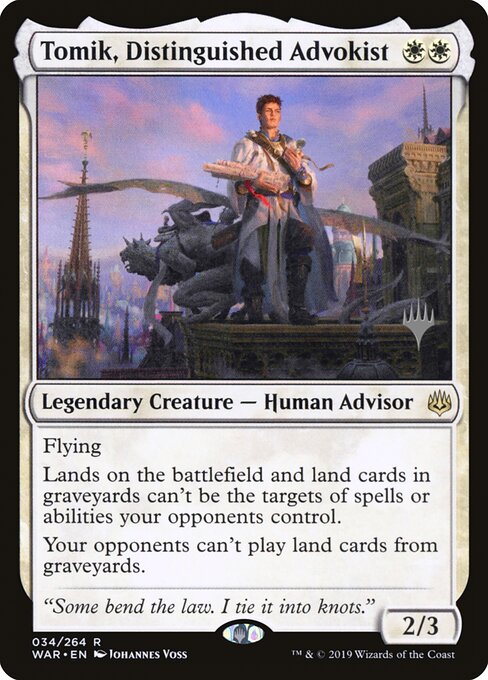 MTG Tomik, Distinguished Advokist PWAR 034P Promo Pack Foil front