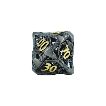 Metal Dice Set Hollow Dragon - Black and Gold