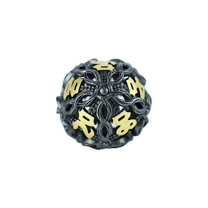 Metal Dice Set Hollow Vines - Black and Gold