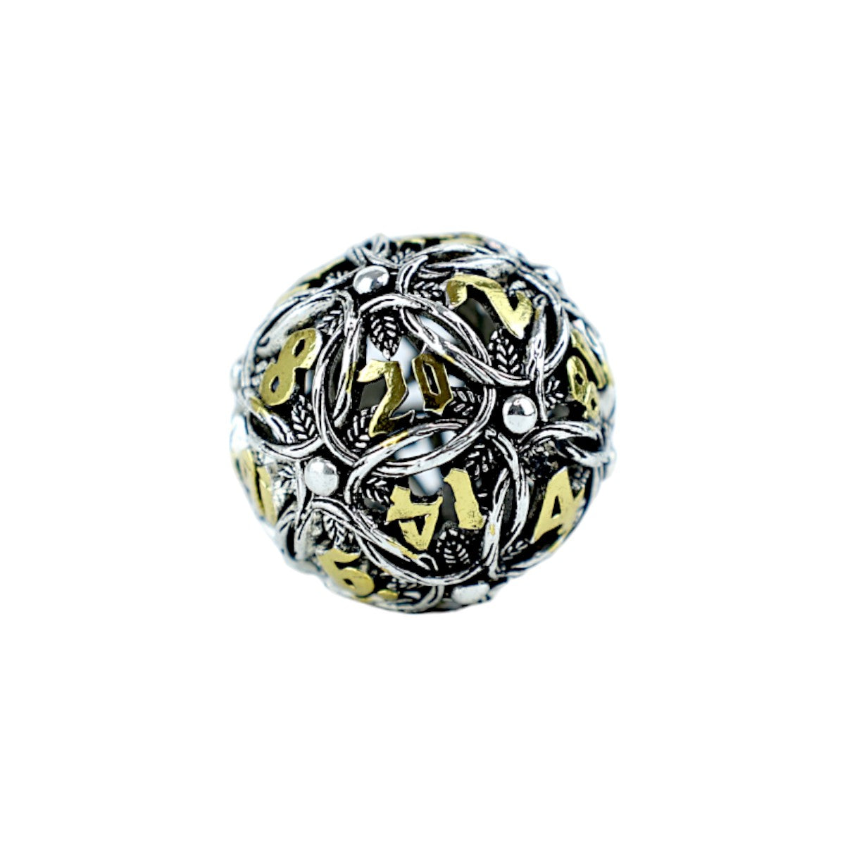 Metal Dice Set Hollow Vines - Chrome and Gold