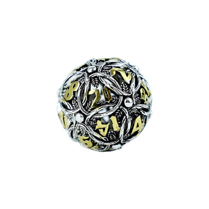 Metal Dice Set Hollow Vines - Chrome and Gold