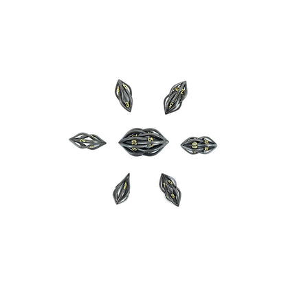 Metal Dice Set Hollow Elliptic - Black and Gold