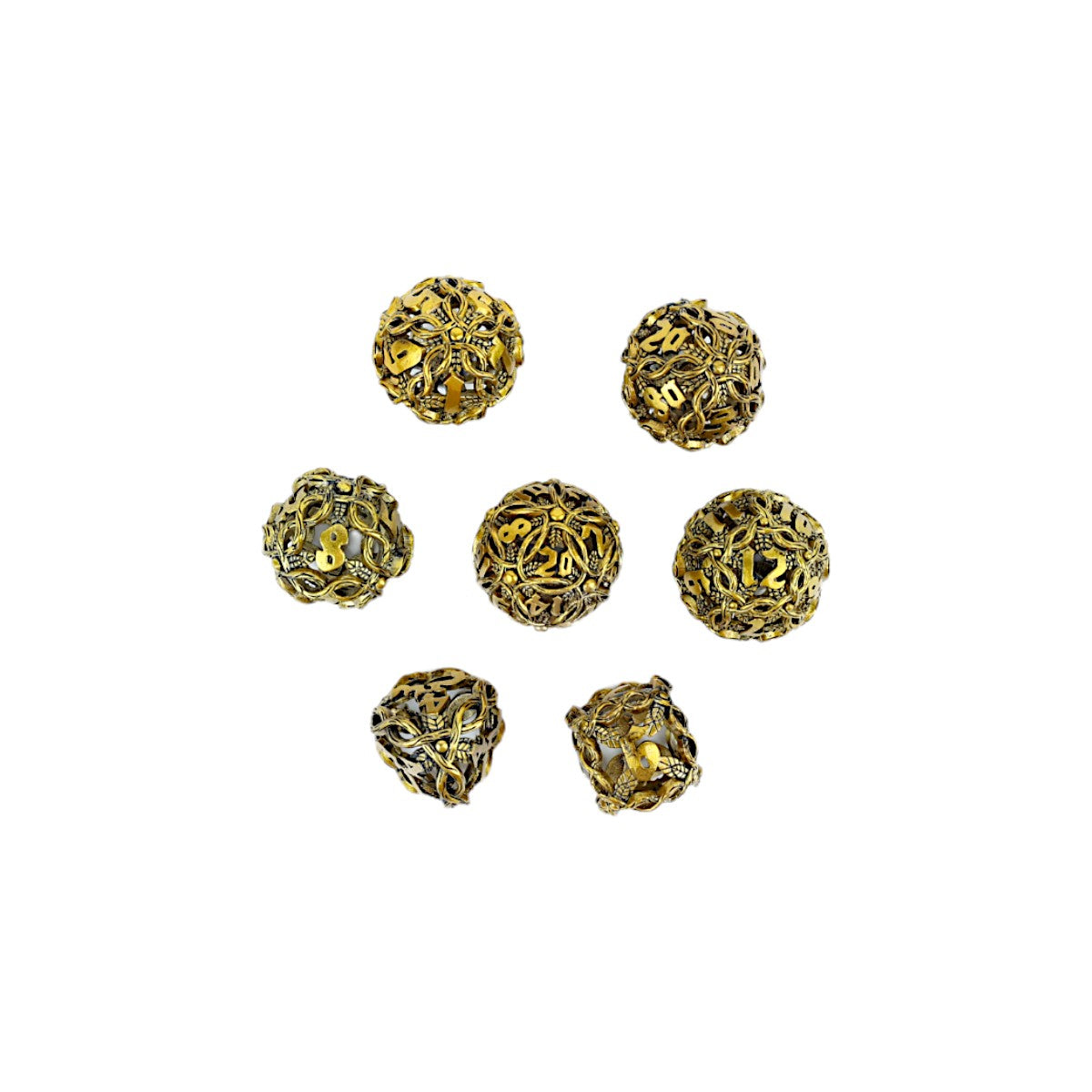 Metal Dice Set Hollow Vines - Ancient Bronze