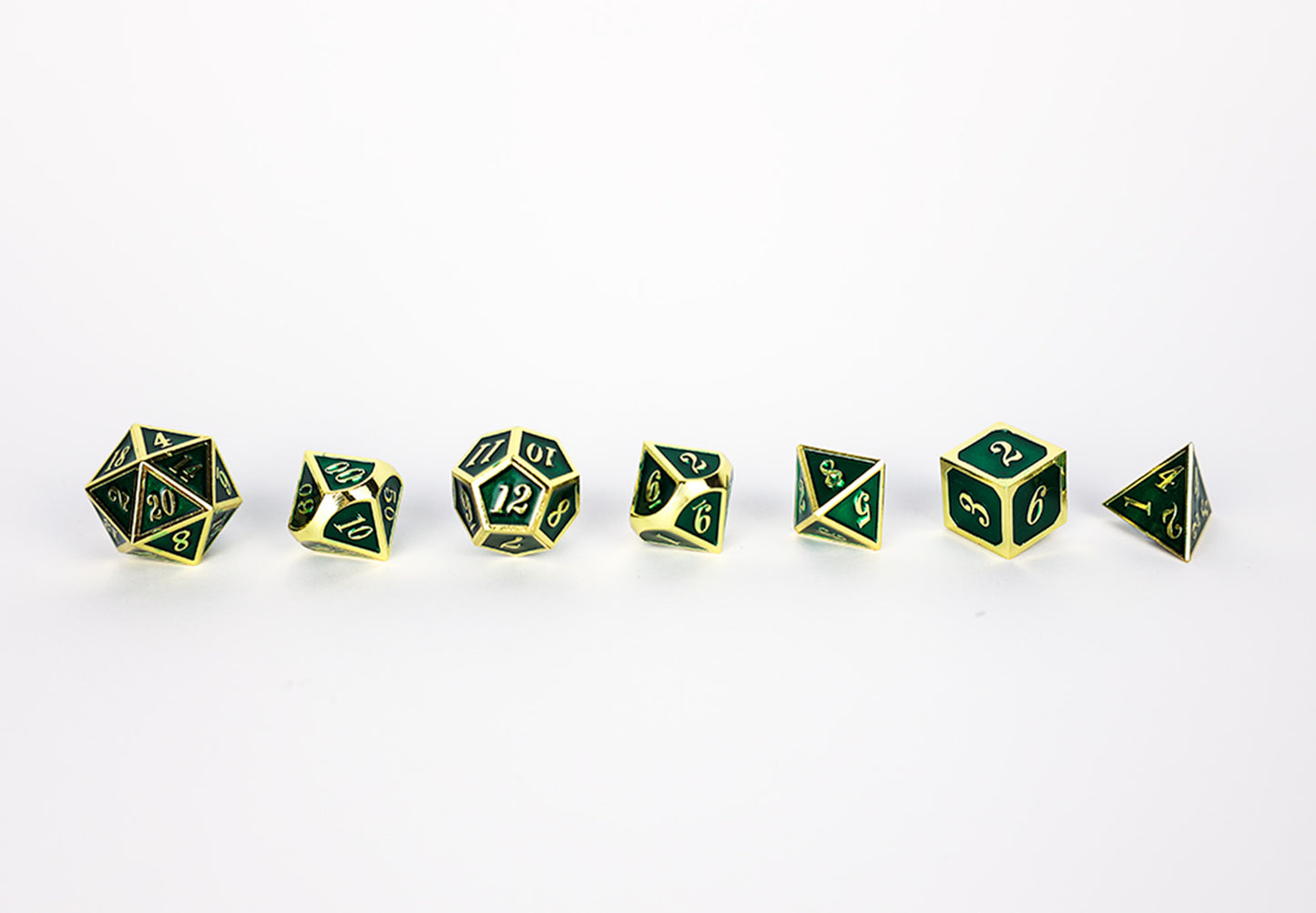Metal Dice Set Serif Green/Gold
