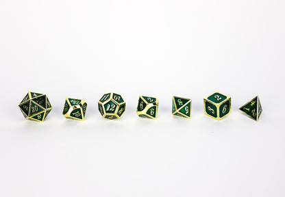 Metal Dice Set Serif Green/Gold