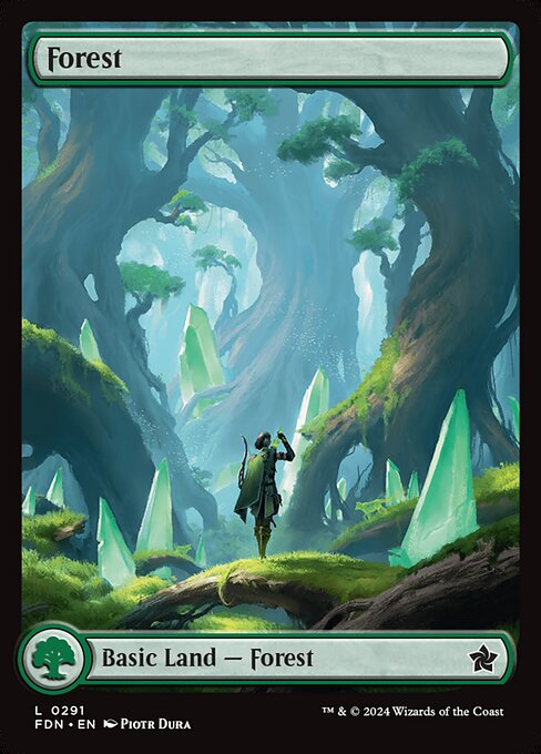 MTG Forest FDN 291 Full-Art Character Land Foil