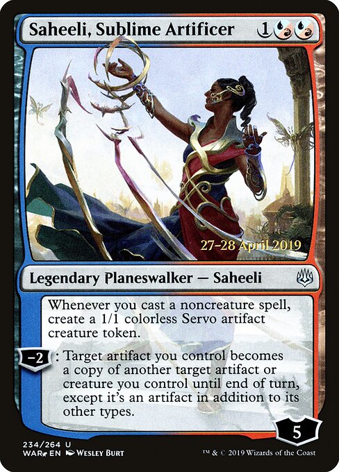 MTG Saheeli, Sublime Artificer PWAR 234S Prerelease Promo Foil front