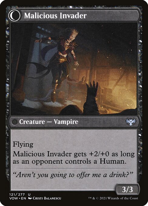 MTG Innocent Traveler // Malicious Invader VOW 121 Standard Foil reverse