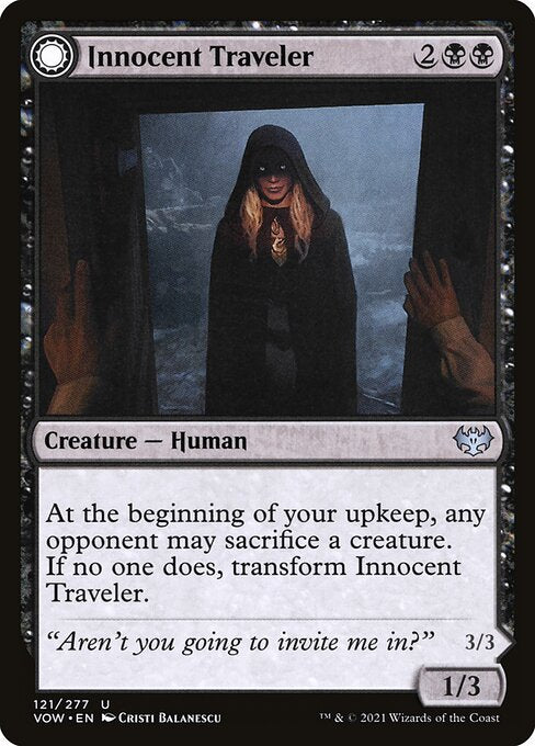 MTG Innocent Traveler // Malicious Invader VOW 121 Standard Nonfoil front