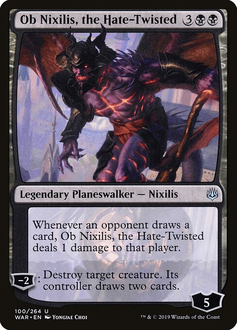 MTG Ob Nixilis, the Hate-Twisted WAR 100 Standard Foil front