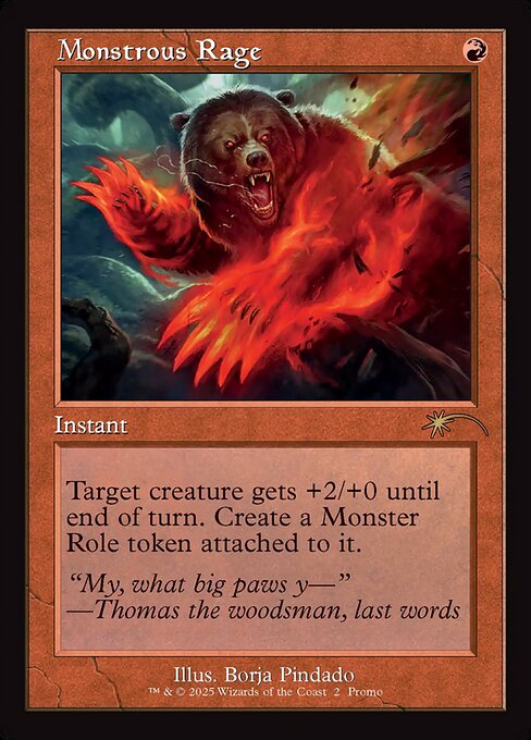 MTG Monstrous Rage PW25 009 Retro Frame Standard Showdown Promo Foil