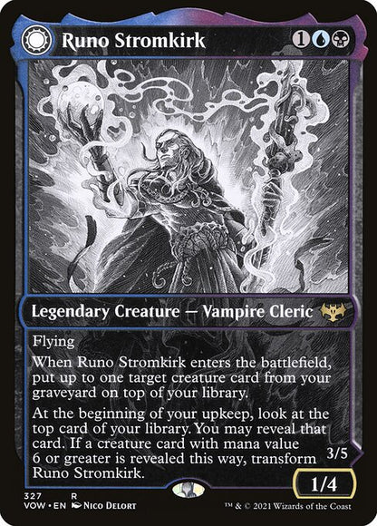 MTG Runo Stromkirk // Krothuss, Lord of the Deep VOW 327 Showcase Eternal Night Nonfoil front