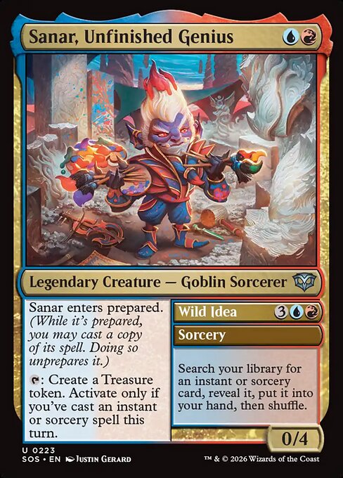 MTG Sanar, Unfinished Genius // Wild Idea SOS 223 Regular Foil